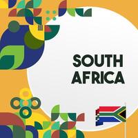 Sud Afrique nationale indépendance journée carré bannière. moderne géométrique abstrait Contexte dans coloré style pour Sud Afrique journée. Sud Afrique indépendance salutation carte couverture avec pays drapeau. vecteur