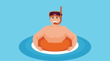 la personne avec gonflable bague nager dans le bassin ou océan illustration vecteur