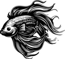 betta poisson, noir et blanc illustration vecteur
