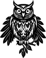 hibou - noir et blanc isolé icône - illustration vecteur