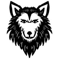 Loup tête logo. main dessin. vecteur