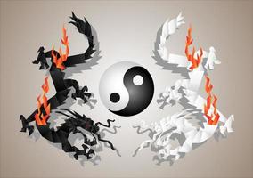 dragons yin et yang vecteur