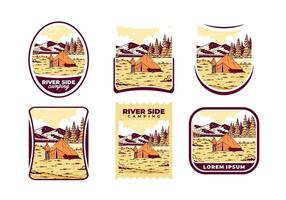 rivière côté camping. ancien Extérieur illustration badge vecteur