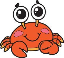 crabe 2d dessin animé personnage clipart pour enfants livre vecteur