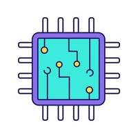 icône de couleur de puce informatique. processeur. carte mémoire. unité centrale de traitement. intelligence artificielle. illustration vectorielle isolée vecteur