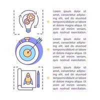 modèle de vecteur de page d'article de paramètres d'objectif. réussite. brochure, magazine, élément de conception de livret avec zones de texte. design d'impression. motivation. la génération d'idées. illustrations de concept avec espace de texte