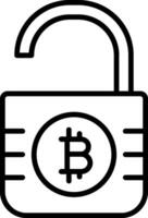 non sécurisé bitcoin ligne icône vecteur