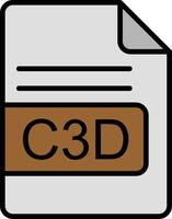 c3d fichier format ligne rempli icône vecteur