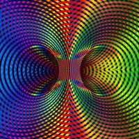 illusion d'optique de trou de ver irisé, gradient de spectre coloré à double trou de ver, espace de tunnel psychédélique hypnotique abstrait. illusion vectorielle tordue multicolore fond d'art optique 3d