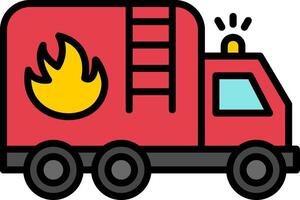 icône remplie de ligne de camion de pompiers vecteur