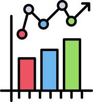 statistique graphique ligne rempli icône vecteur