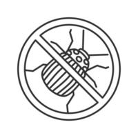 arrêter l'icône linéaire de signe de doryphore. insectifuge. antiparasitaire. illustration de la ligne mince. symbole de contour. dessin de contour isolé de vecteur