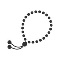 icône de glyphe de misbaha. dhikr. tespih. symbole de silhouette. espace négatif. illustration vectorielle isolée vecteur