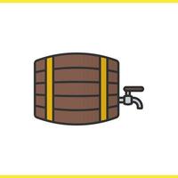 icône de couleur de baril en bois d'alcool. fût de whisky, de bière ou de rhum avec robinet. bar et enseigne de pub. illustration vectorielle isolée vecteur