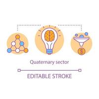 icône de concept de secteur quaternaire. illustration de la fine ligne de l'idée du secteur de la connaissance. activité intellectuelle, recherche et développement. secteur de l'économie. dessin de contour isolé de vecteur. trait modifiable vecteur