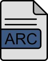 arc fichier format ligne rempli icône vecteur