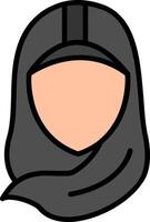 hijab ligne rempli icône vecteur