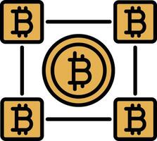 bitcoin blocs ligne rempli icône vecteur