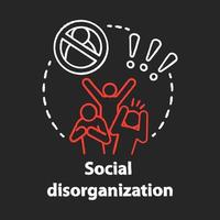 icône de concept de craie de désorganisation sociale. idée de problèmes de comportement. crimes contre l'humanité, discrimination. conflits sociaux et intimidation. illustration de tableau isolé de vecteur