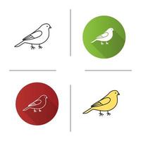 icône canari. design plat, styles linéaires et de couleur. oiseau chanteur. illustrations vectorielles isolées vecteur