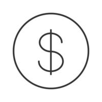 icône linéaire de dollar. illustration de la ligne mince. symbole de contour de la monnaie nationale des états-unis. dessin de contour isolé de vecteur