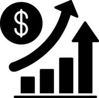 augmenter Ventes glyphe icône vecteur