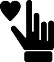 main cœur glyphe icône vecteur