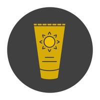 icône de couleur de glyphe de crème solaire. lotion solaire. symbole de la silhouette sur fond noir. espace négatif. illustration vectorielle vecteur