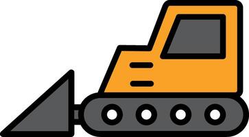 icône remplie de ligne de bulldozer vecteur
