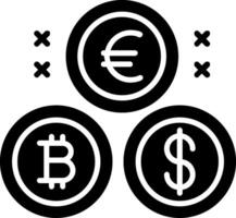 crypto-monnaie pièces de monnaie glyphe icône vecteur