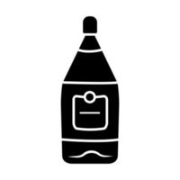 bouteille en verre transparent d'icône de glyphe de vin. boisson alcoolisée de luxe, boisson. vin rouge au bar, café. verrerie avec étiquette. symbole de silhouette. espace négatif. illustration vectorielle isolée vecteur