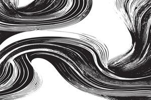 abstrait noir et blanc encre laver vague vecteur