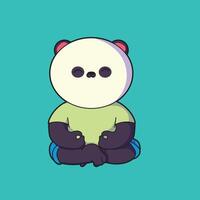 dessin animé image de une Panda dans bleu jeans. Faire yoga vecteur