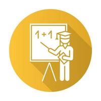 icône de glyphe grandissime design plat jaune de l'industrie de l'éducation. processus éducatif. pratique de la pédagogie. système d'apprentissage. professeur donnant la leçon. notions de base. illustration vectorielle vecteur