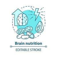 icône de concept de nutrition cérébrale. illustration de ligne mince d'idée de régime céto. nourriture cétogène, collation. repas équilibré. noix différentes. ressource énergétique. dessin de contour isolé de vecteur. trait modifiable vecteur