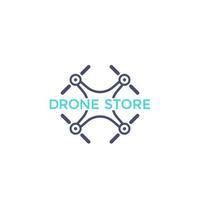 Icône du logo vectoriel magasin de drones avec quadrocopter