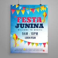 festa Junina fête affiche prospectus conception avec guirlandes décoration vecteur
