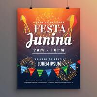 festa Junina fête invitation prospectus conception avec feux d'artifice vecteur