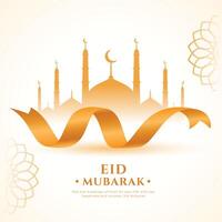 élégant eid mubarak vœux carte pour ruban conception vecteur