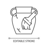 icône linéaire de restauration. amphore grecque endommagée. renouveler l'artefact ancien. reconstitution d'objets anciens. illustration de la ligne mince. symbole de contour. dessin de contour isolé de vecteur. trait modifiable vecteur