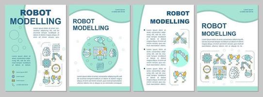 modèle de brochure de modélisation de robot. ingénierie et robotisation. flyer, brochure, impression de dépliant, conception de couverture avec illustrations linéaires. mises en page vectorielles pour magazines, rapports, affiches publicitaires vecteur