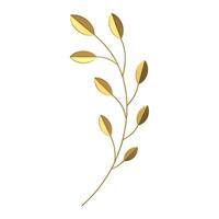 arbre branche botanique flore plante d'or prime métallique décor élément 3d icône réaliste vecteur