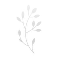 arbre branche romantique blanc en bois plante avec feuilles et tige incurvé floristique décor 3d icône vecteur