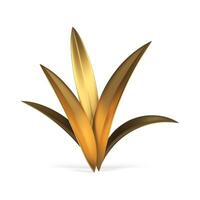 incurvé herbe d'or tige métallique feuilles Naturel botanique art décoratif élément 3d icône vecteur
