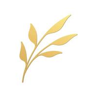 incurvé d'or herbe tige feuilles prime botanique fleur conception élément 3d icône réaliste vecteur