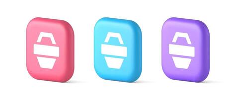 achats panier en ligne boutique bouton commercial marché check-out la toile app conception 3d icône vecteur