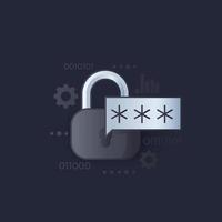 accès par mot de passe et icône de vecteur de cybersécurité