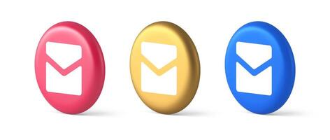 email lettre entrant message fermé enveloppe mobile application bouton 3d réaliste isométrique cercle icône vecteur