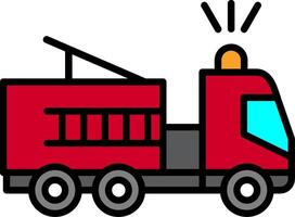 icône remplie de ligne de camion de pompiers vecteur