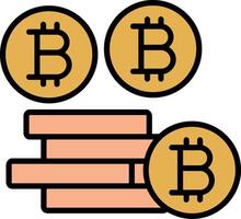 bitcoins bitcoins ligne rempli icône vecteur